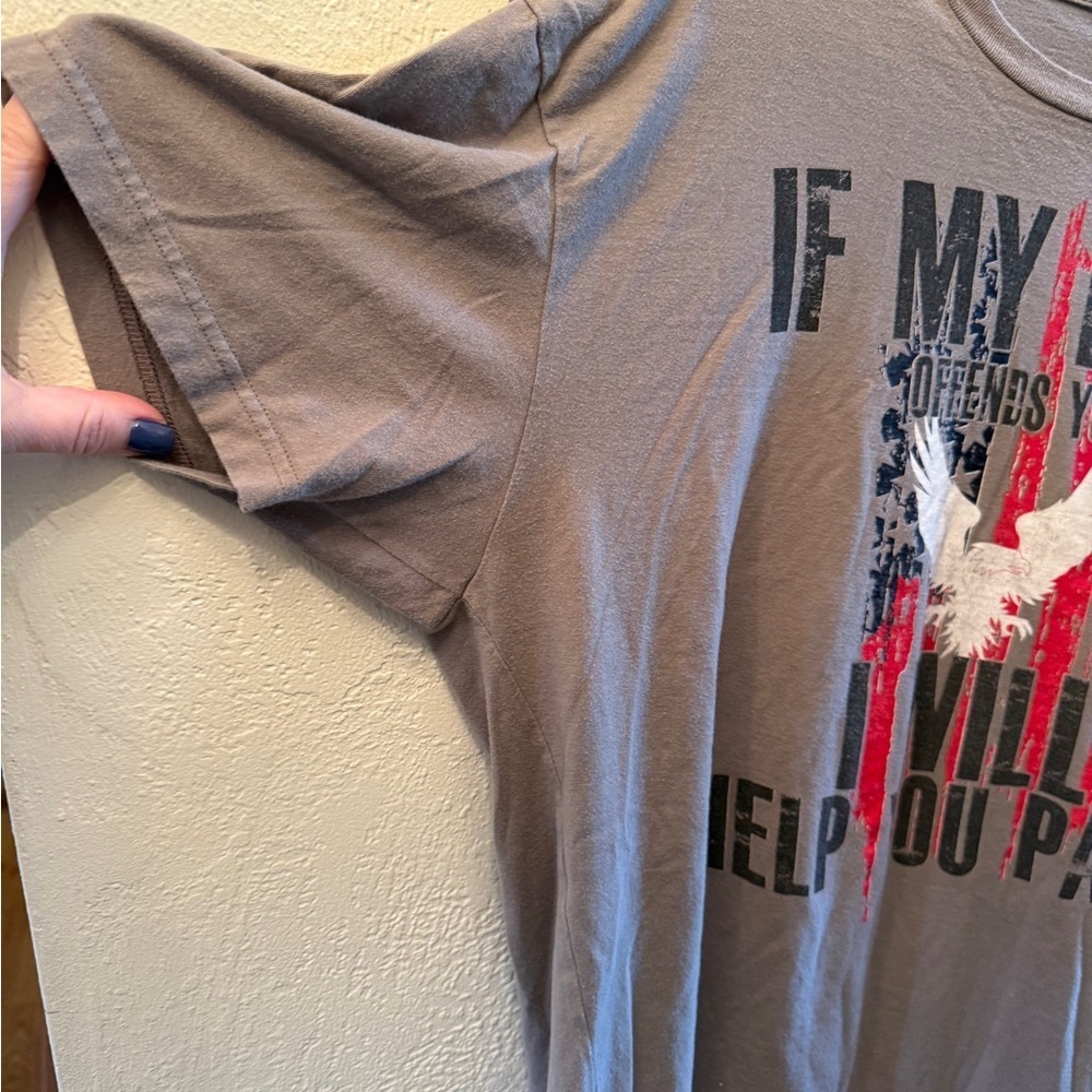 Mens XL Patriot Shirt If my flag offends you I will help you pack your bag - Picture 3 of 12